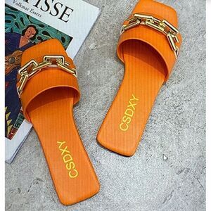 CSDXY Slide on Shoes Summer Orange twist